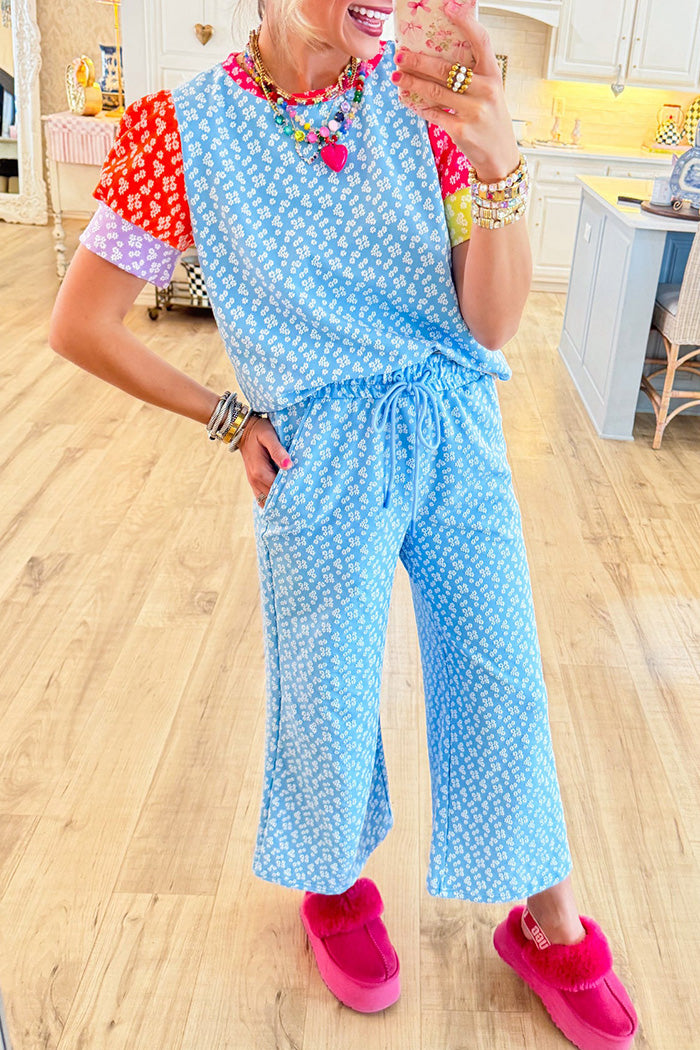 Floral Color Block Pant Set