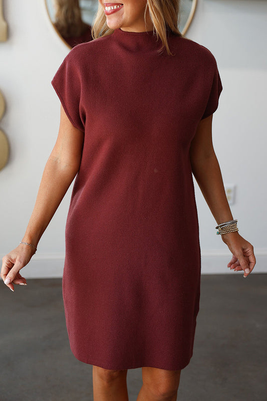 Mock Neck Shift Knit Dress