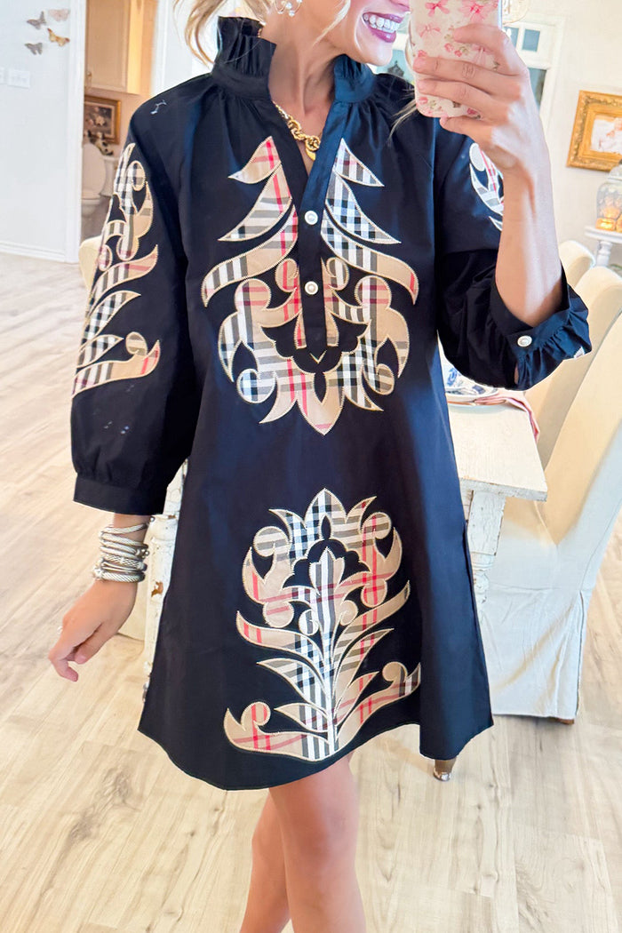 Black and Taupe Accent Dress