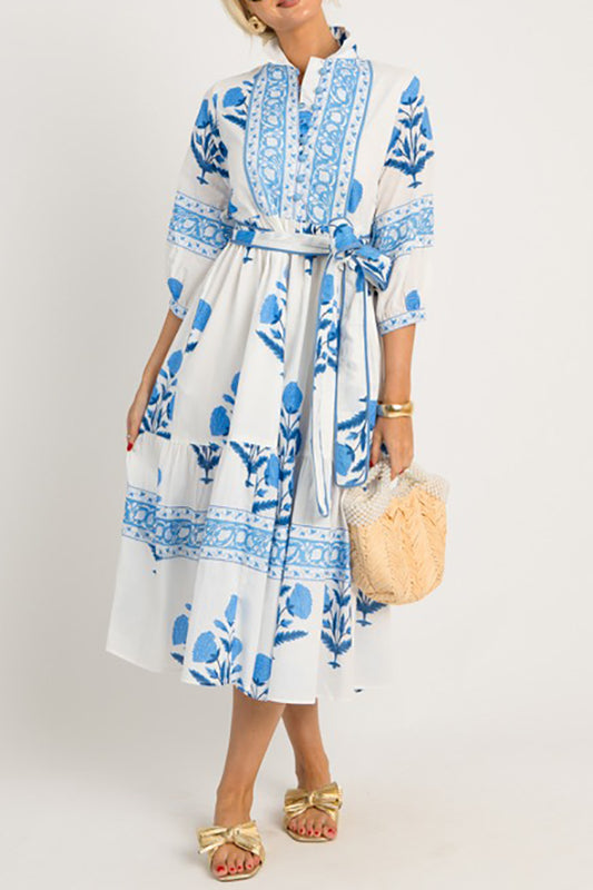 Casual Belt Floral Dress