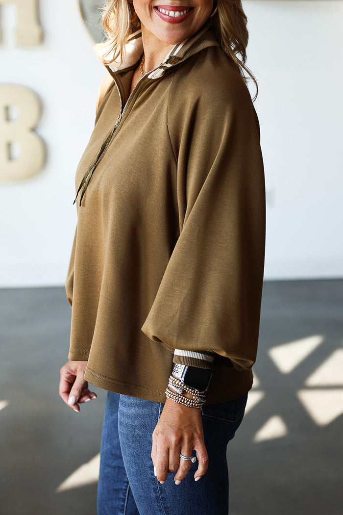 Quarter Zip Long Sleeve Top