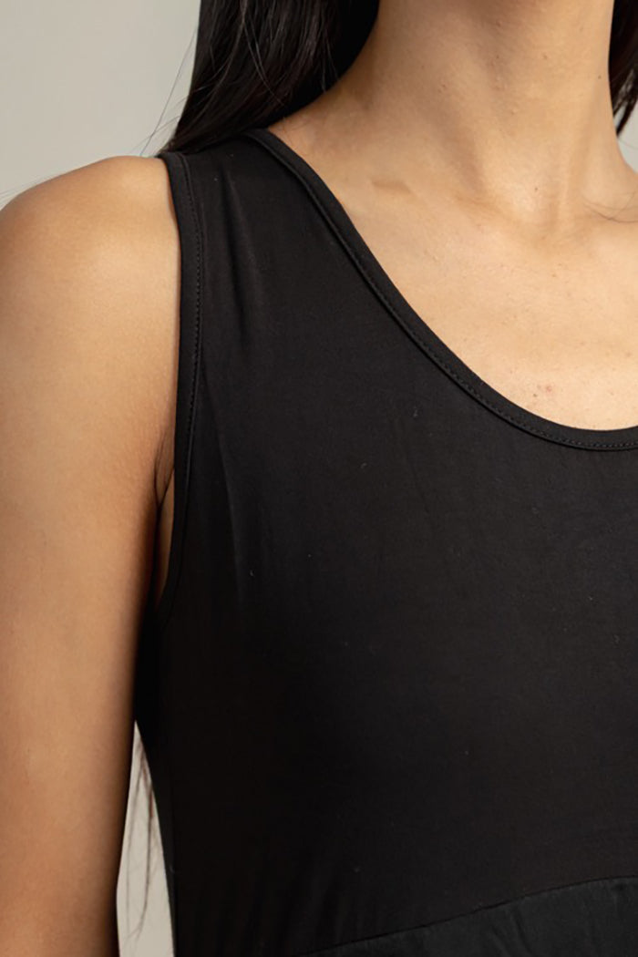 Black Sweater & Flowy Maxi Dress