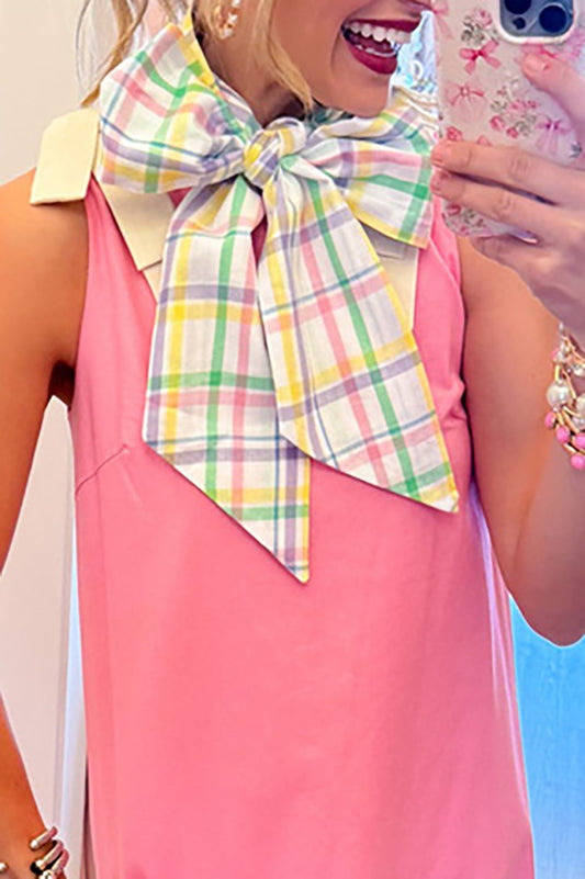 Plaid Big Bow Neck Scarf