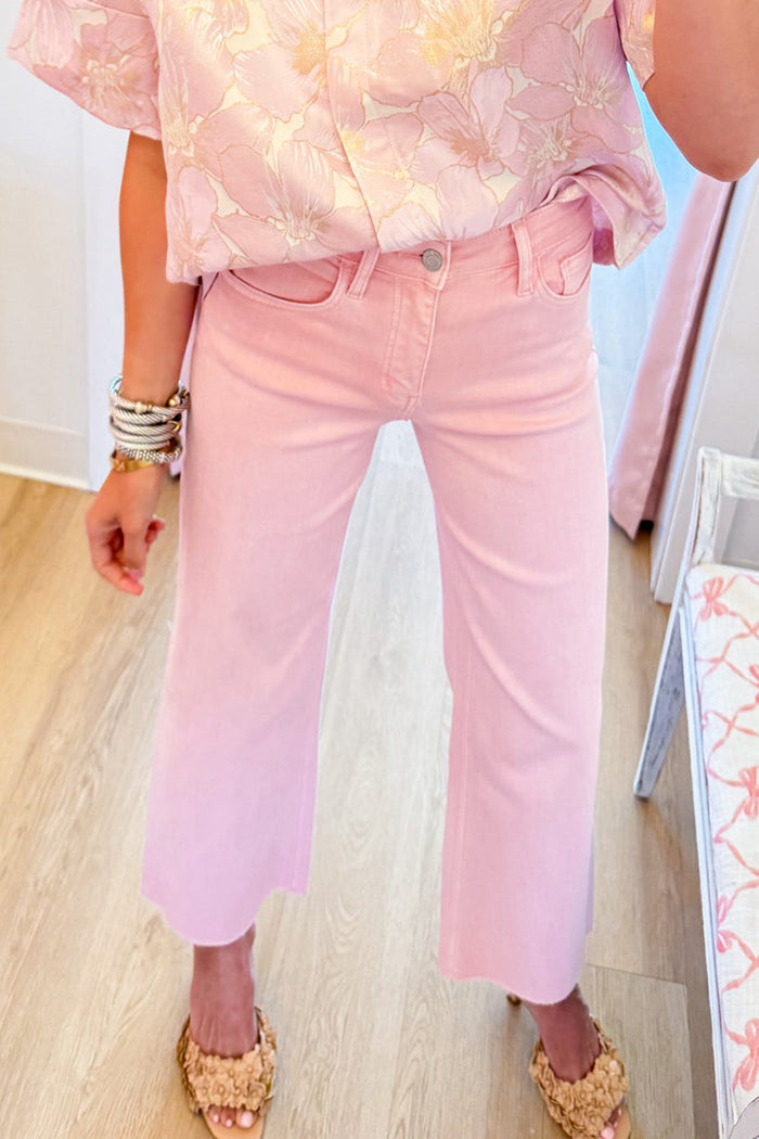 Pink High Rise Cropped Jeans