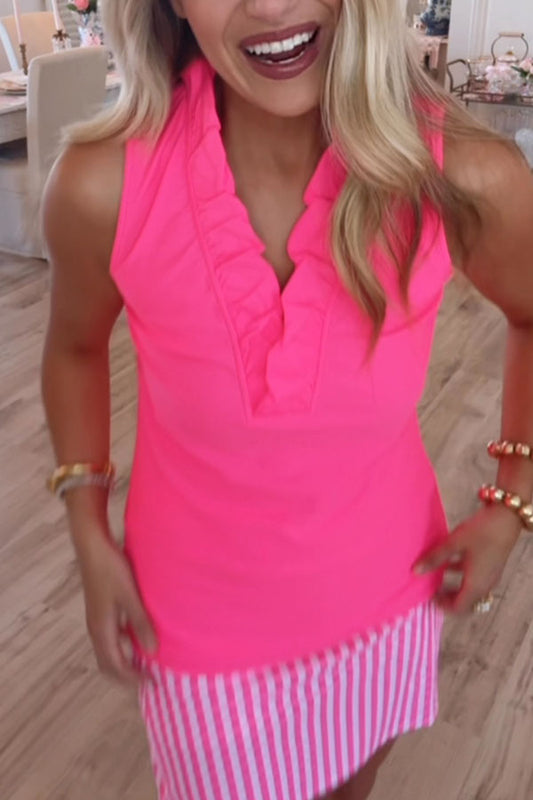 Sleeveless Pleated Collar Top