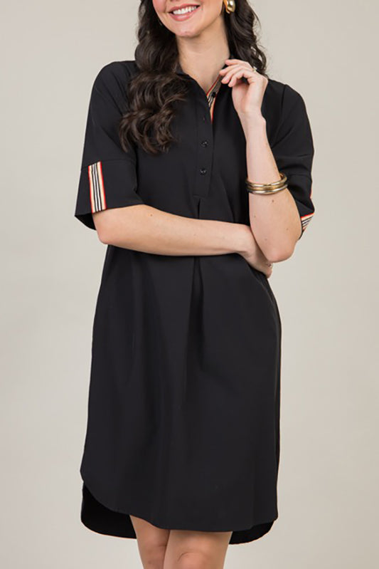 Stripe Accent Shirt Dress