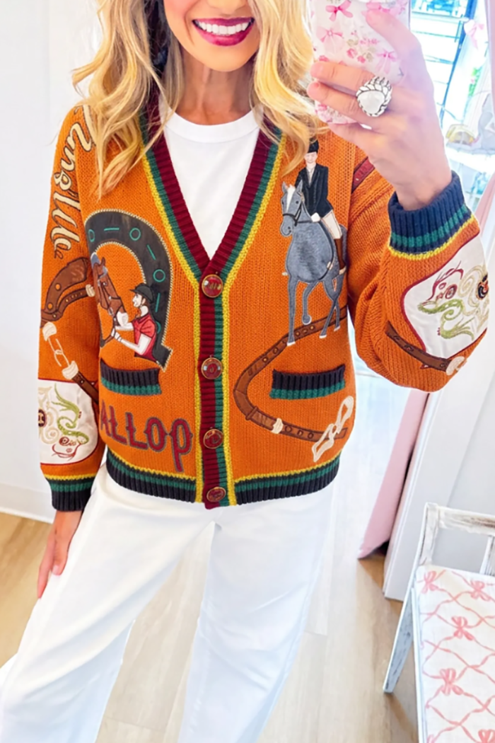 Casual Animal Pattern Knit Cardigan