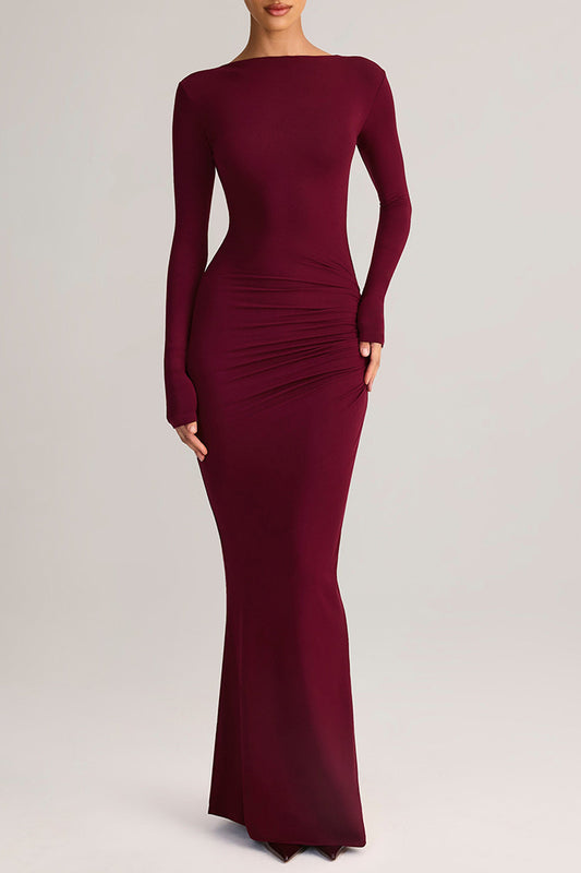 Ruched Backless Maxi Dress