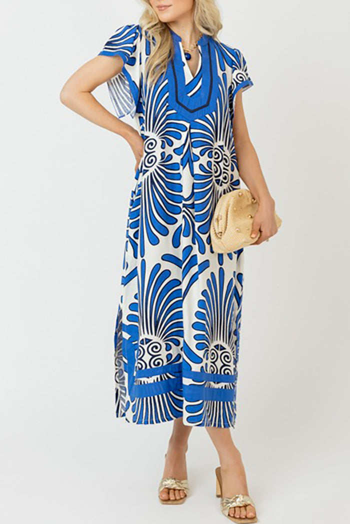 Printed Slit Pocket Midi Dress