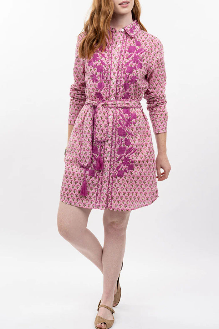 Pink Floral Print Midi Dress