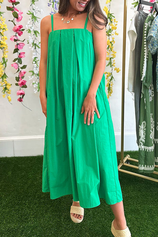 Pleated Square Neck Dress