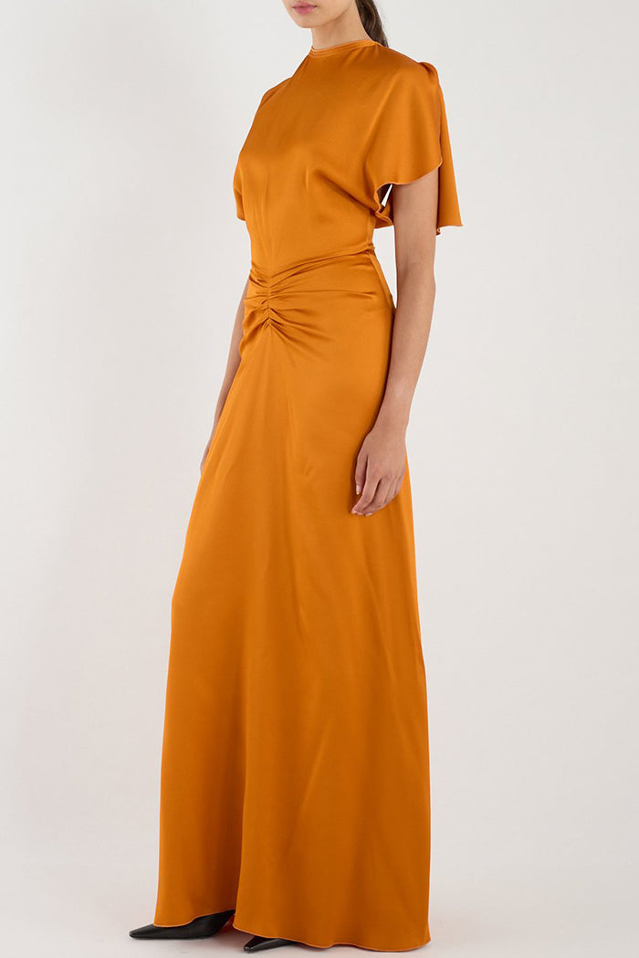 Flowy Cut Round Neckline Maxi Dress