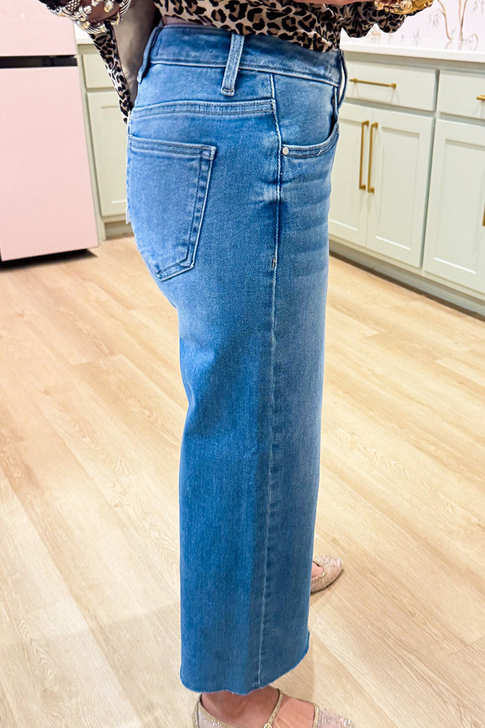 High Waisted Front Slit Jeans