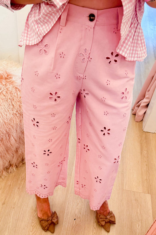 Light Pink Pocket Eyelet Pants
