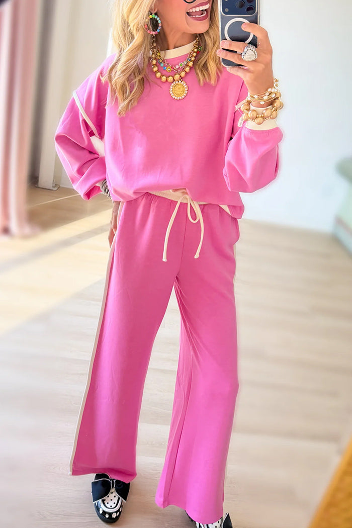Candy Pink Contrast Trim Scuba Set