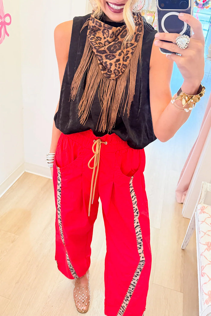 Cheetah Contrast Parachute Pants
