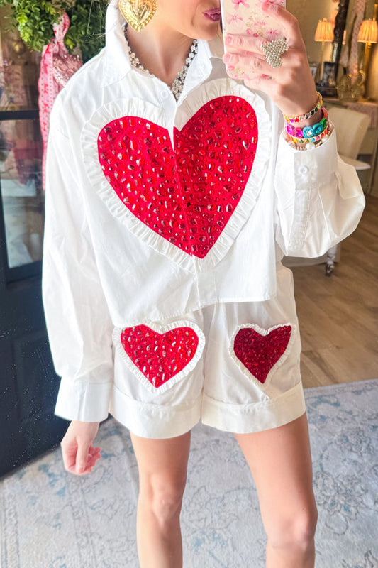 Jeweled Ruffle Heart Set