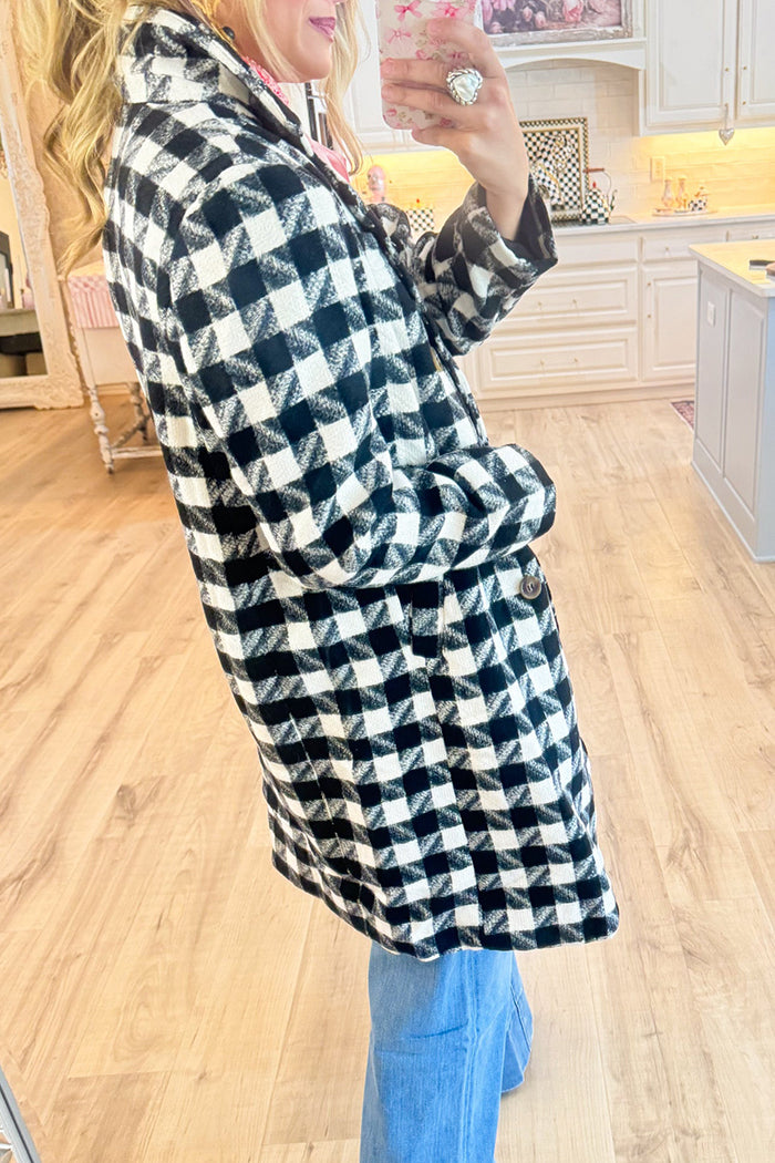 Houndstooth Tweed Double Button Coat