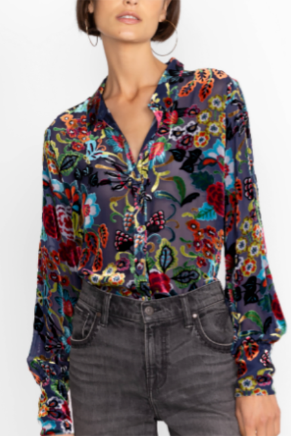 Voluminous Lantern Sleeves Floral Blouse