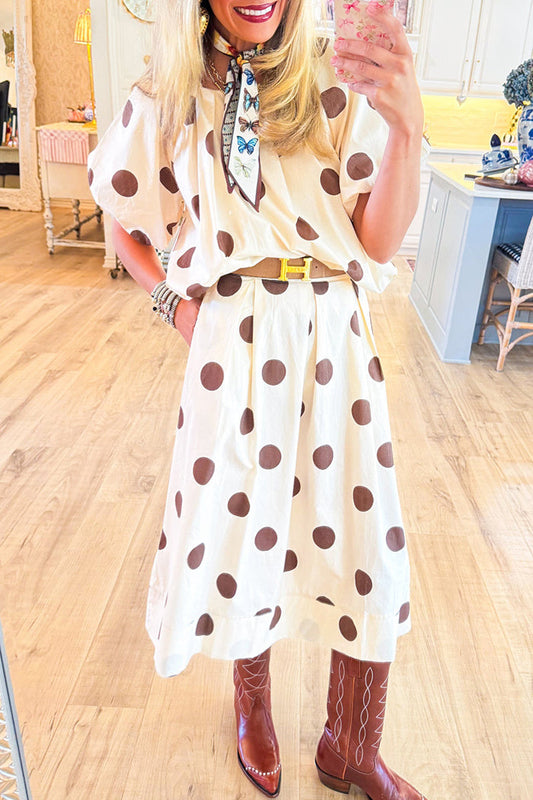 Puff sleeves Polka Dot Skirt Set