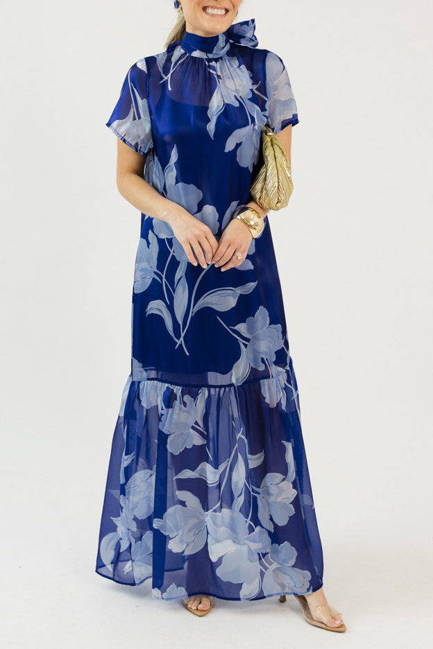 Shimmer Fabrication Tiered Hem Maxi Dress