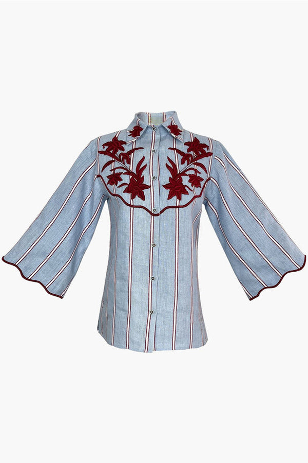 Embroidered Stripe Top