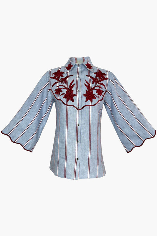 Embroidered Stripe Top
