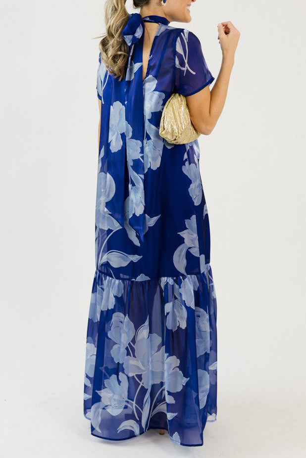 Shimmer Fabrication Tiered Hem Maxi Dress