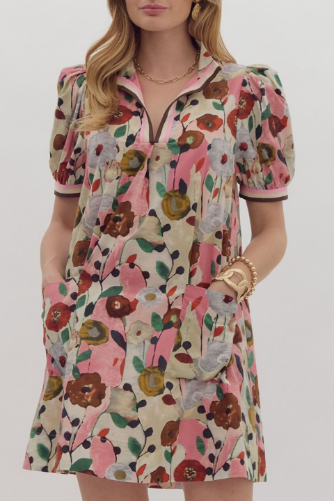 Floral Pocket Mini Dress