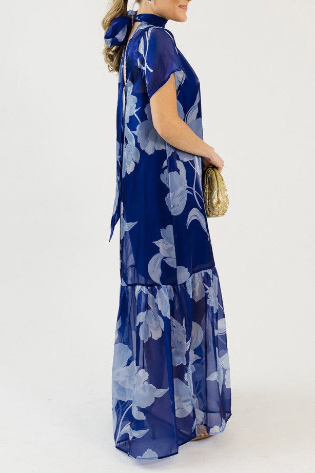 Shimmer Fabrication Tiered Hem Maxi Dress