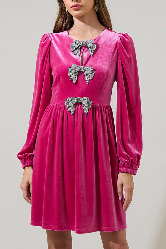 Festive Velvet Bow Dress