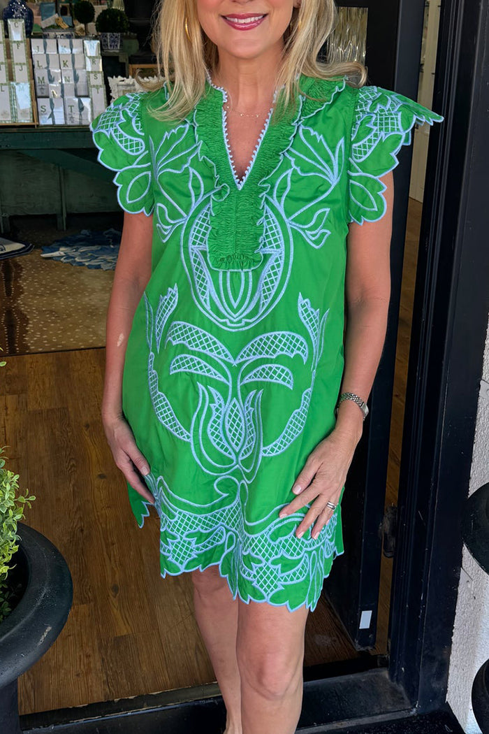 Flutter Sleeve Pocket Shift Dress