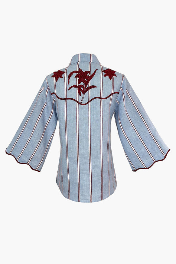 Embroidered Stripe Top