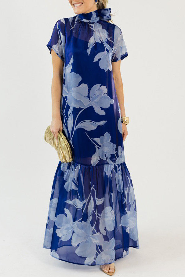Shimmer Fabrication Tiered Hem Maxi Dress