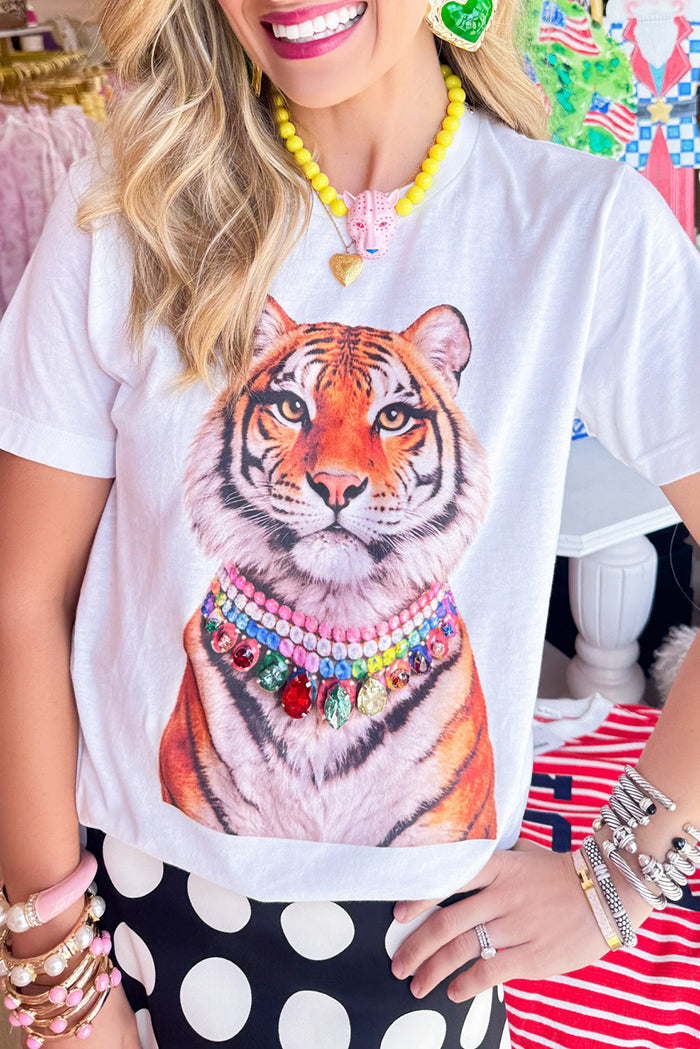 Crew Neck Short Sleeve Tiger Graphic Tee