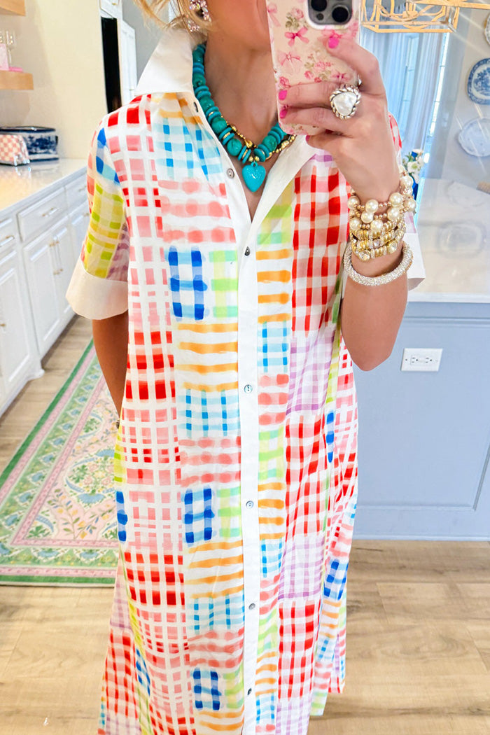 Button Front Collared Pocket Midi Dress