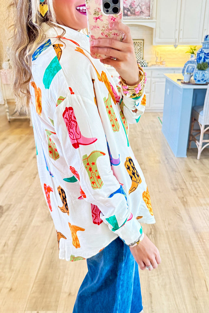 Cowgirl Boot Button Up Top