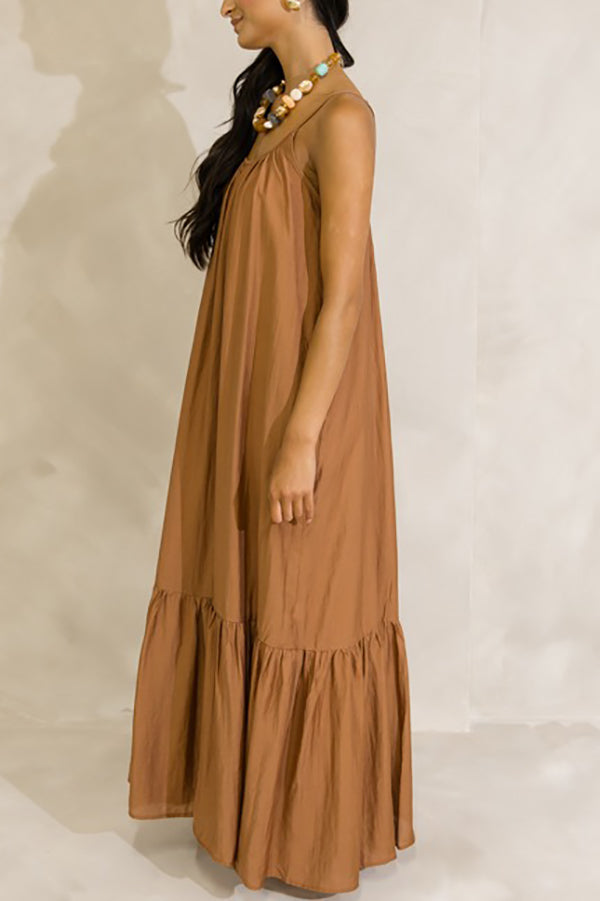 Pleated Hem Halter Dress