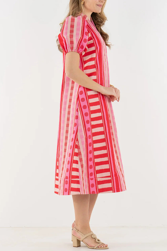 V-Neck Puff Sleeve Dress