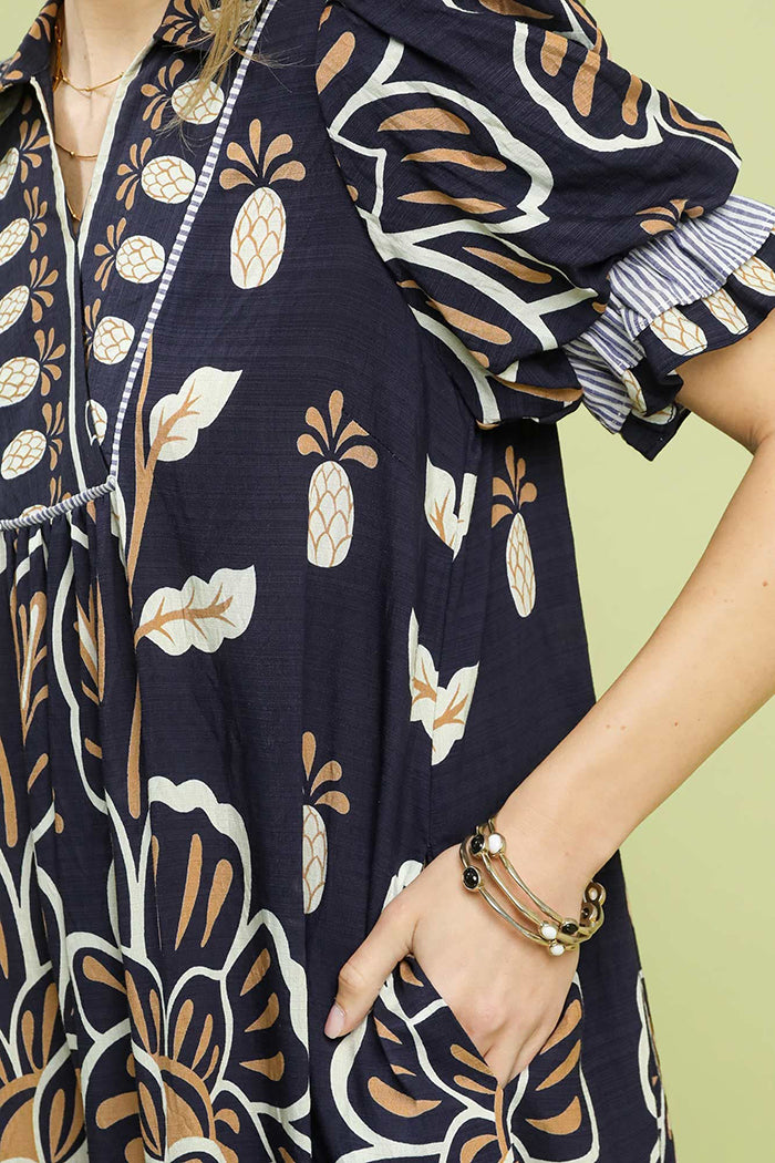 Floral Tiered Pocket Midi Dress