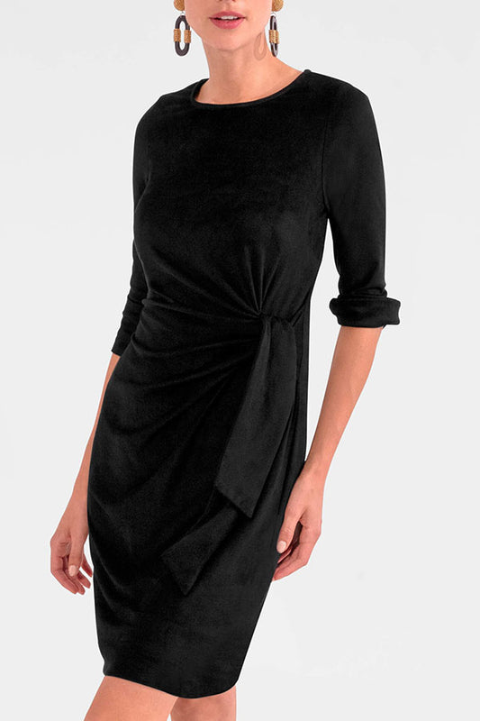 Casual Solid Color Velvet Dress