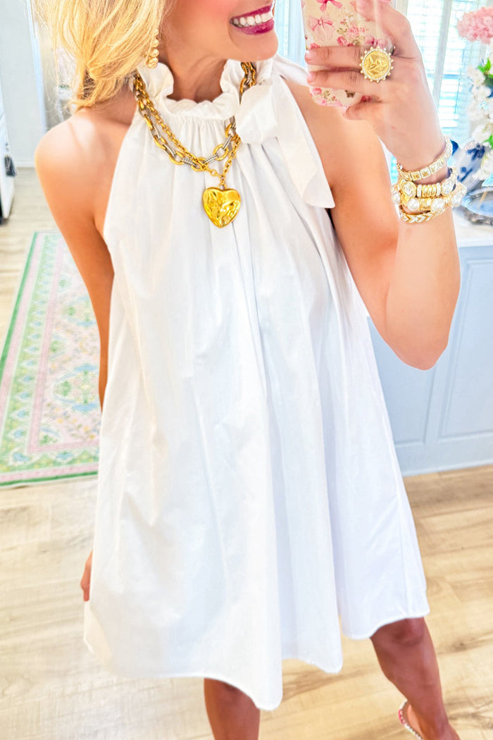 Neck Bow Sleeveless Mini Dress