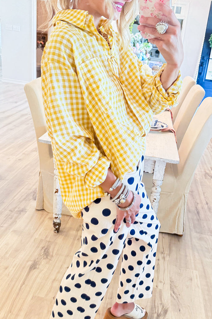 Gingham Button Down Top