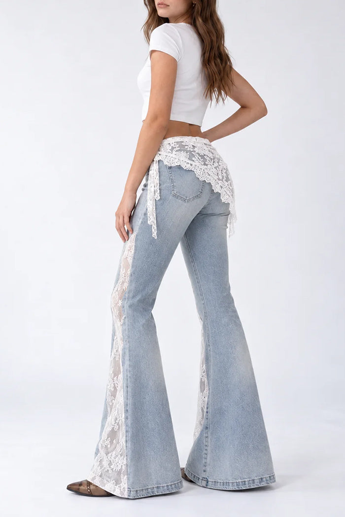 Lace Wrap Flare Jeans