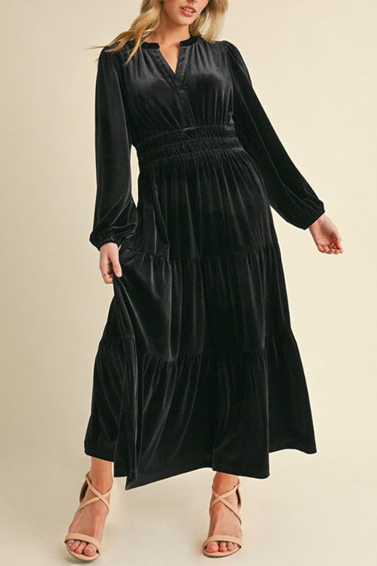 Velvet Pocket Maxi Dress