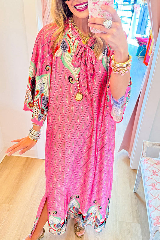 Pink Print Lounge Maxi Dress