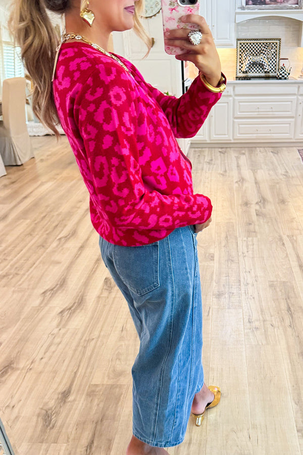 Causal Leopard Button Caridgan