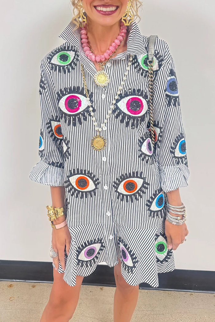 Black And White Striped Eye Dress