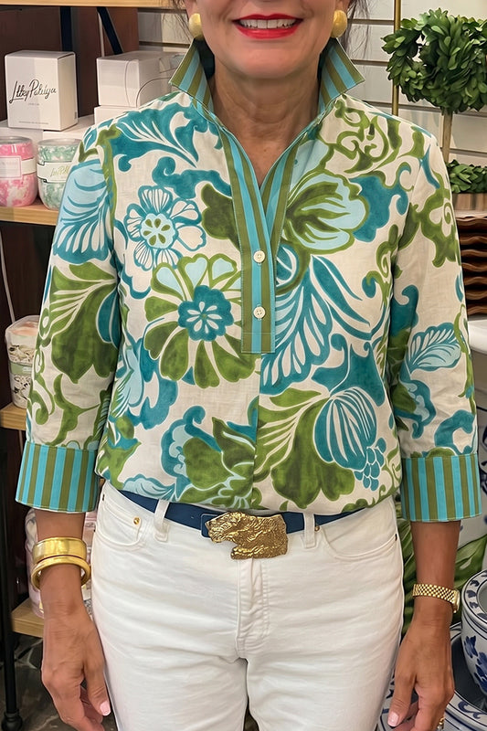 Scroll Floral Cuff Trim Popover Top