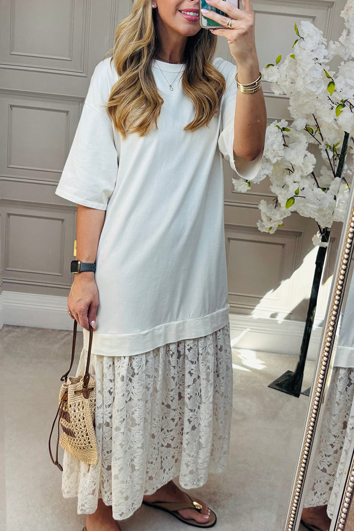 Casual Lace Hem Maxi Dress